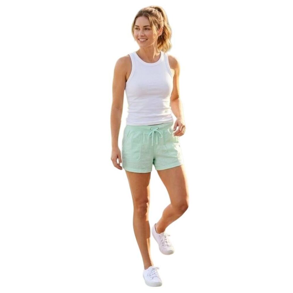 Calvin Klein Mint Green Linen Drawstring Shorts XXL 2XL EUC